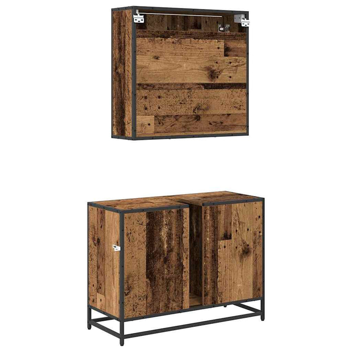 Set de mobilier pentru baie 2 pcs Lemn Vechi Lemn compozit - WALTI WALTI