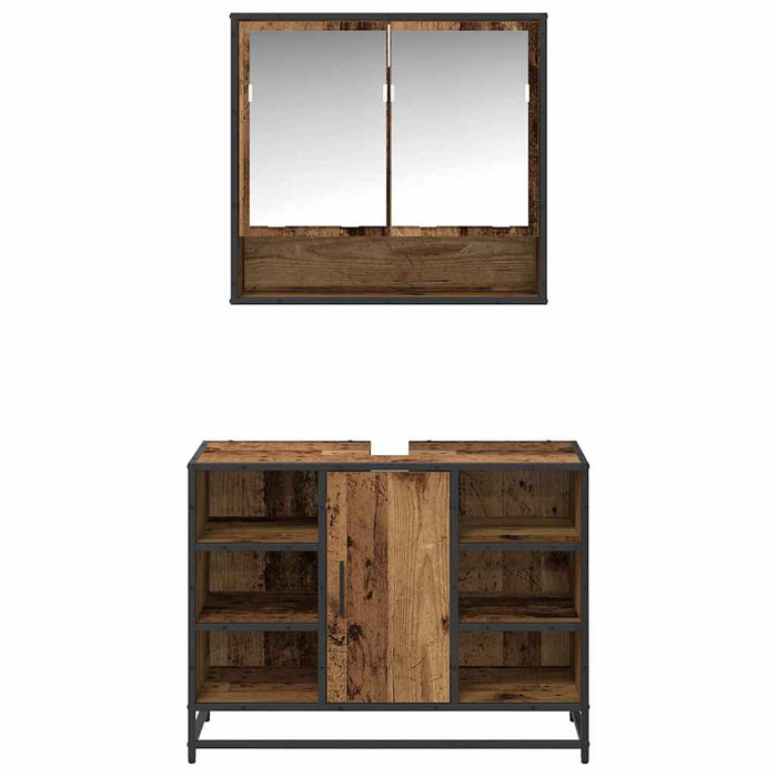 Set de mobilier pentru baie 2 pcs Lemn Vechi Lemn compozit - WALTI WALTI