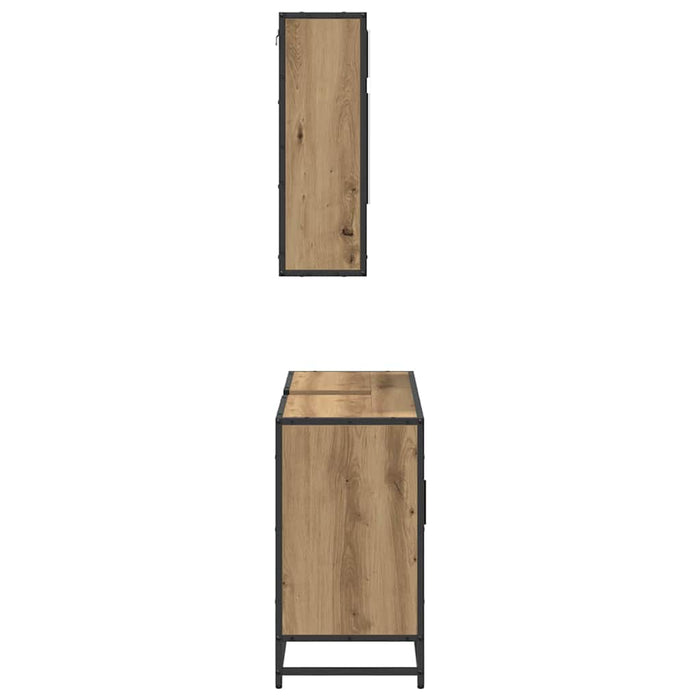 Set de mobilier pentru baie cu raft 2 pcs Stejar Artizanal WALTI
