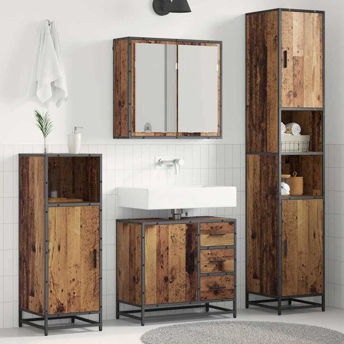 Set de mobilier pentru baie 3 pcs Lemn Vechi Lemn compozit - WALTI WALTI
