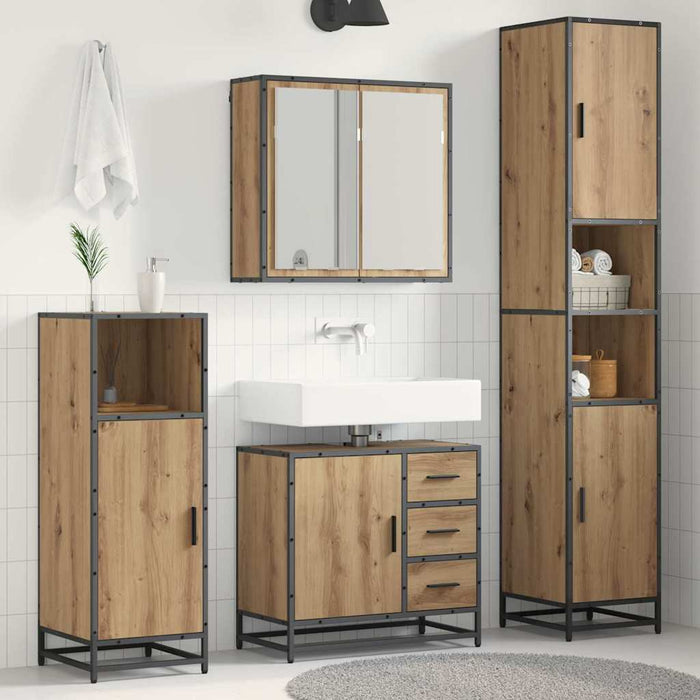 Set de mobilier pentru baie cu sertar 3 pcs Stejar Artizanal - WALTI WALTI