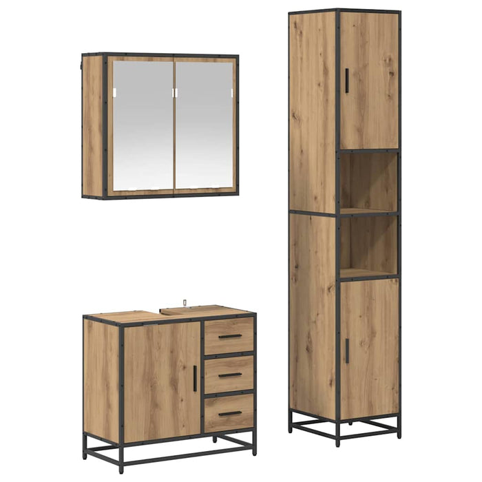 Set de mobilier pentru baie cu sertar 3 pcs Stejar Artizanal - WALTI WALTI