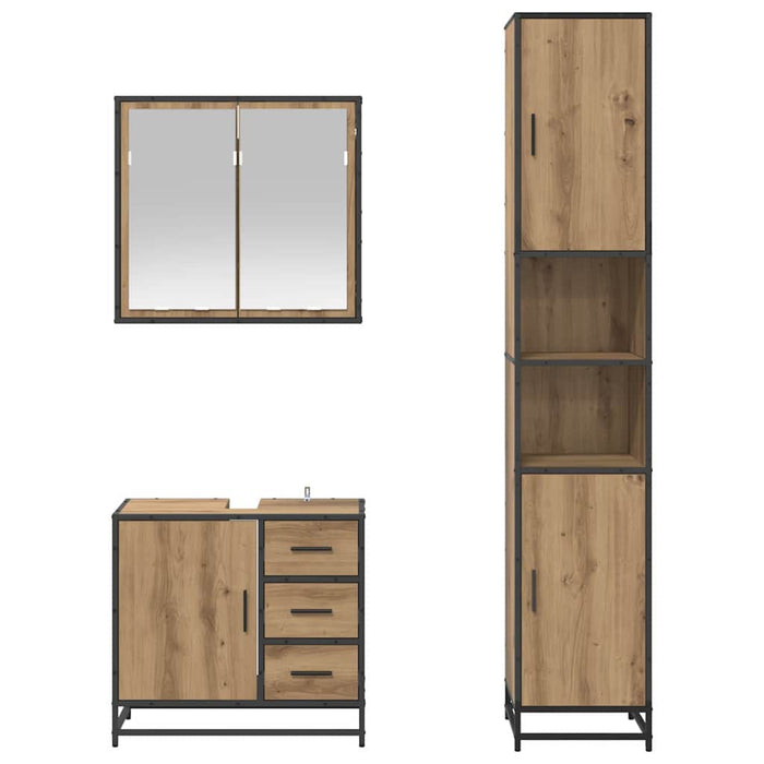 Set de mobilier pentru baie cu sertar 3 pcs Stejar Artizanal - WALTI WALTI