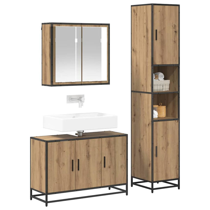 Set de mobilier pentru baie cu sertar 3 pcs Stejar Artizanal - WALTI WALTI