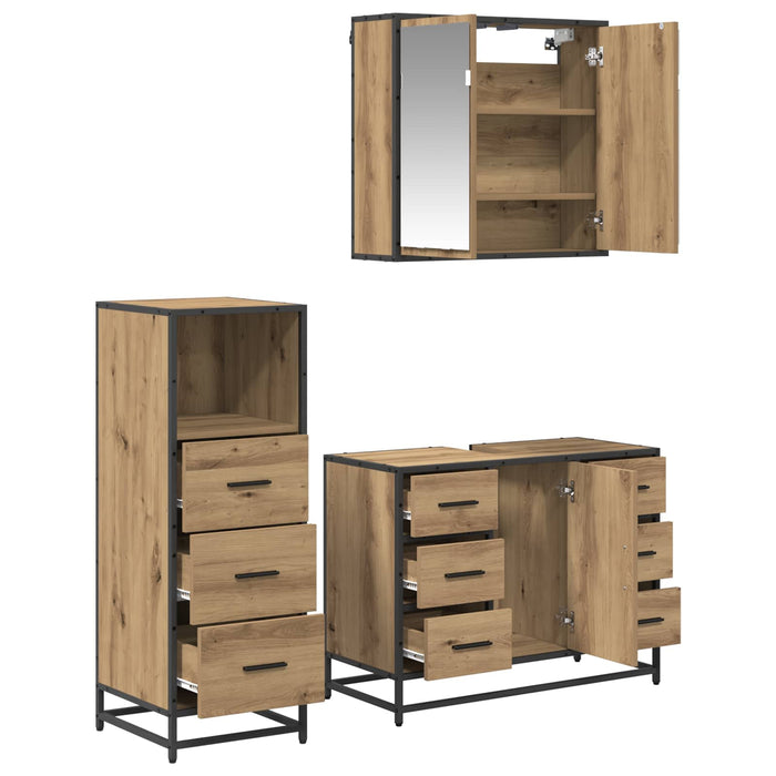 Set de mobilier pentru baie cu sertar 3 pcs Stejar Artizanal - WALTI WALTI