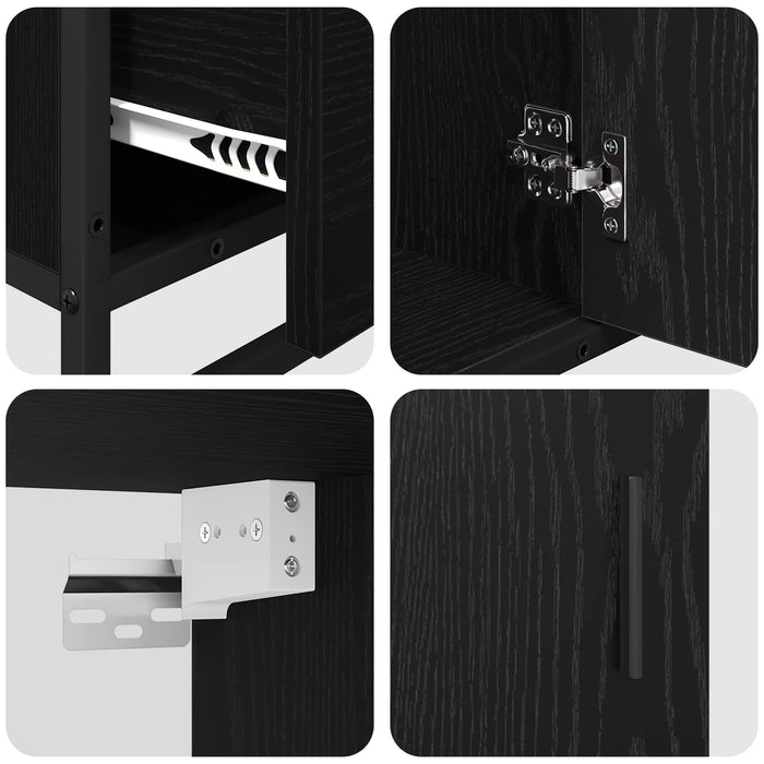 Set de mobilier pentru baie 3 pcs Stejar Negru Lemn compozit - WALTI WALTI