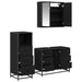 Set de mobilier pentru baie 3 pcs Stejar Negru Lemn compozit - WALTI WALTI