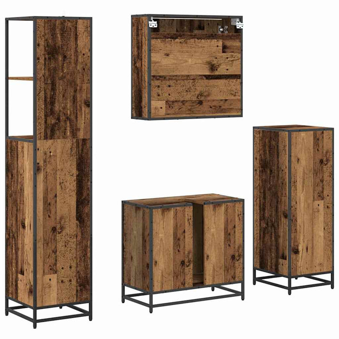 Set de mobilier pentru baie 4 pcs Lemn Vechi Lemn compozit WALTI
