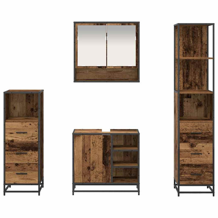 Set de mobilier pentru baie 4 pcs Lemn Vechi Lemn compozit WALTI