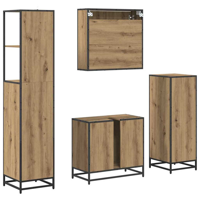 Set de mobilier pentru baie cu sertar 4 pcs Stejar Artizanal WALTI