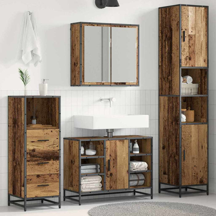 Set de mobilier pentru baie 3 pcs Lemn Vechi Lemn compozit - WALTI WALTI