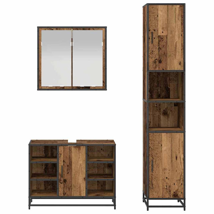 Set de mobilier pentru baie 3 pcs Lemn Vechi Lemn compozit - WALTI WALTI