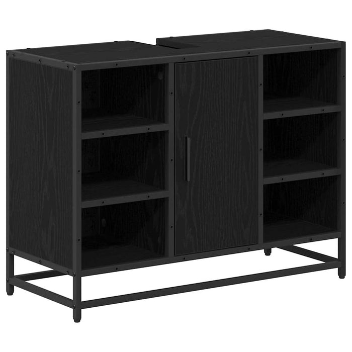 Set de mobilier pentru baie 3 pcs Stejar Negru Lemn compozit - WALTI WALTI