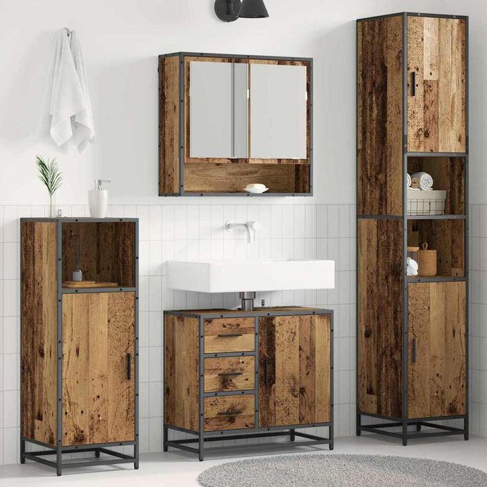 Set de mobilier pentru baie 3 pcs Lemn Vechi Lemn compozit - WALTI WALTI