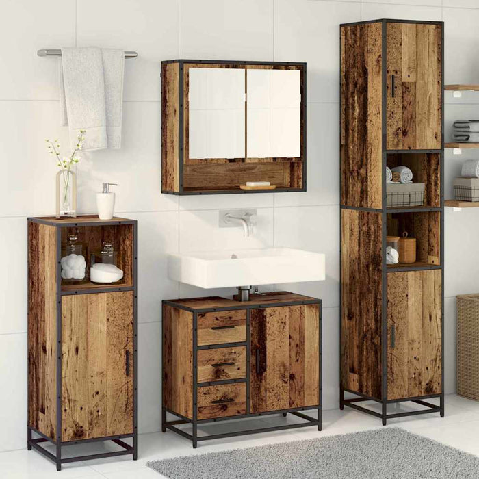 Set de mobilier pentru baie 3 pcs Lemn Vechi Lemn compozit - WALTI WALTI