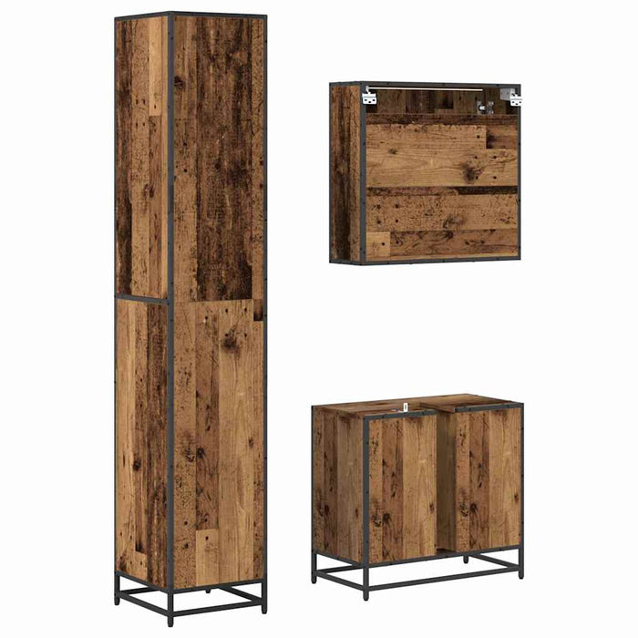 Set de mobilier pentru baie 3 pcs Lemn Vechi Lemn compozit - WALTI WALTI