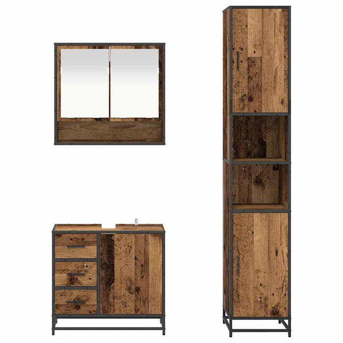 Set de mobilier pentru baie 3 pcs Lemn Vechi Lemn compozit - WALTI WALTI