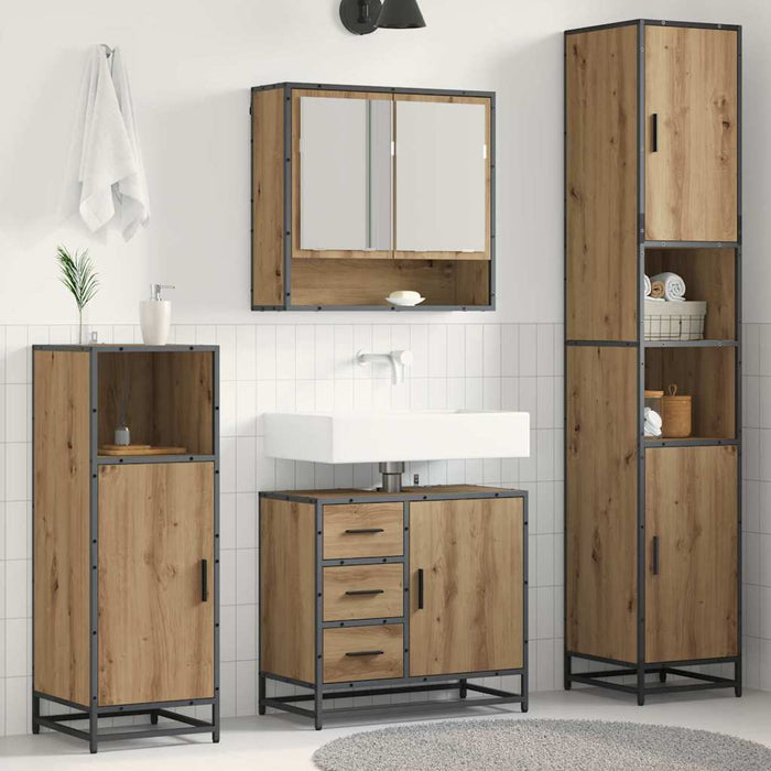 Set de mobilier pentru baie cu sertar 3 pcs Stejar Artizanal - WALTI WALTI