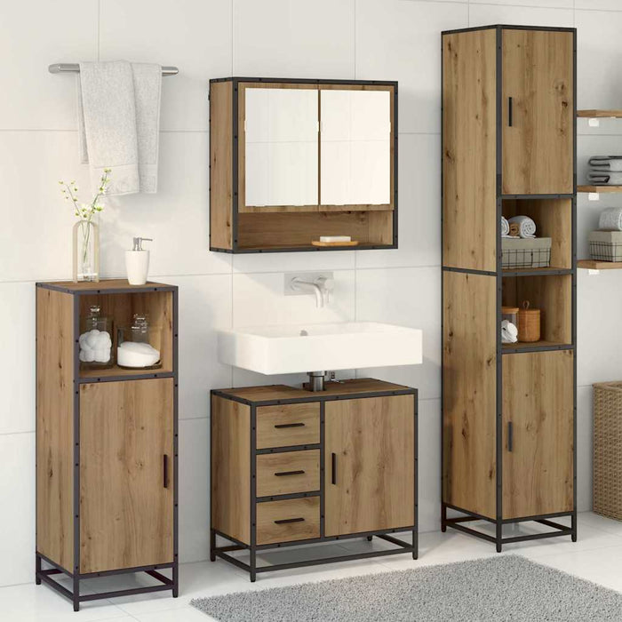 Set de mobilier pentru baie cu sertar 3 pcs Stejar Artizanal - WALTI WALTI