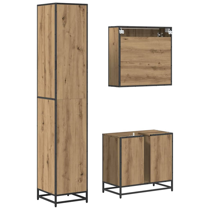 Set de mobilier pentru baie cu sertar 3 pcs Stejar Artizanal - WALTI WALTI