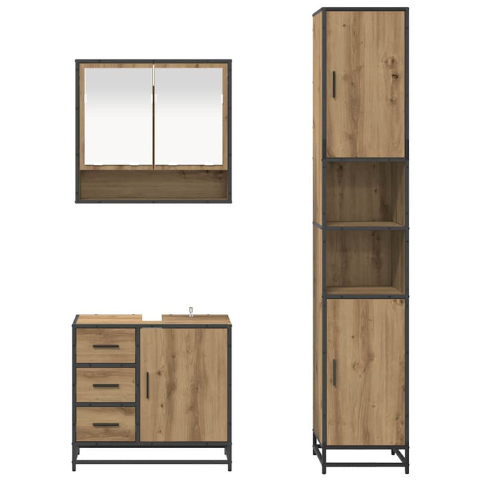 Set de mobilier pentru baie cu sertar 3 pcs Stejar Artizanal - WALTI WALTI