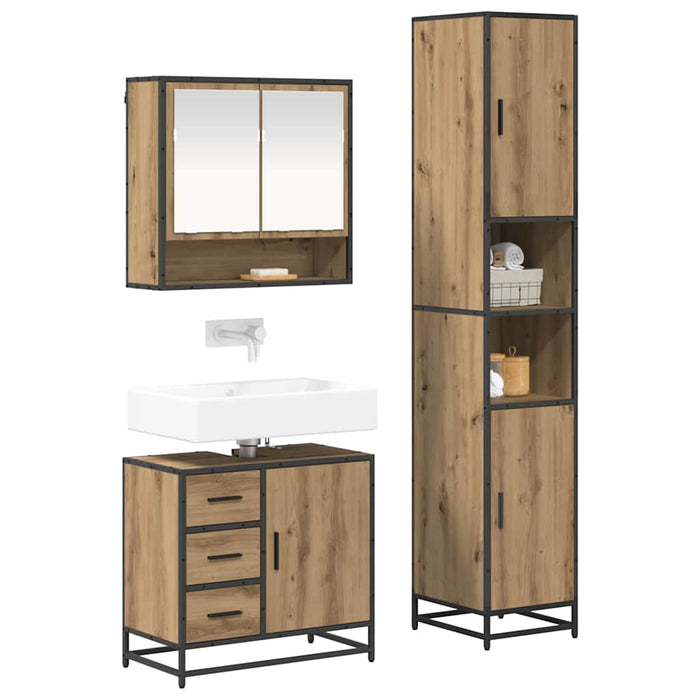 Set de mobilier pentru baie cu sertar 3 pcs Stejar Artizanal - WALTI WALTI