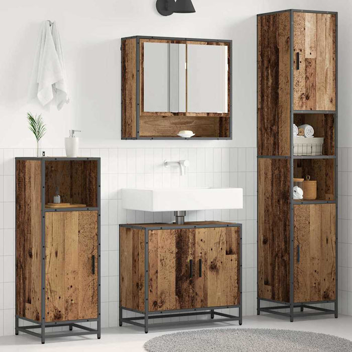 Set de mobilier pentru baie 3 pcs Lemn Vechi Lemn compozit - WALTI WALTI