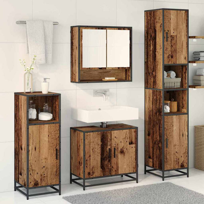 Set de mobilier pentru baie 3 pcs Lemn Vechi Lemn compozit - WALTI WALTI