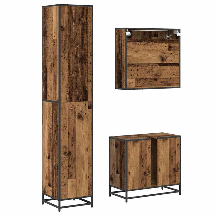 Set de mobilier pentru baie 3 pcs Lemn Vechi Lemn compozit - WALTI WALTI