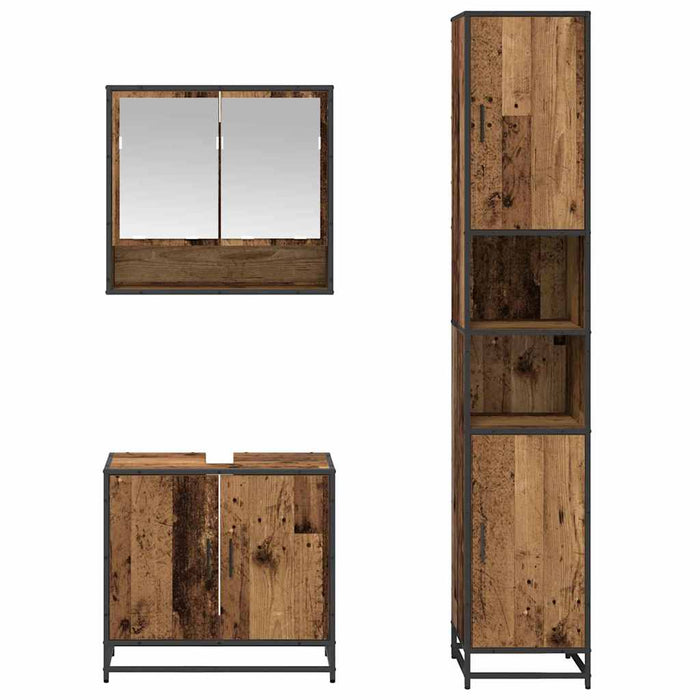 Set de mobilier pentru baie 3 pcs Lemn Vechi Lemn compozit - WALTI WALTI