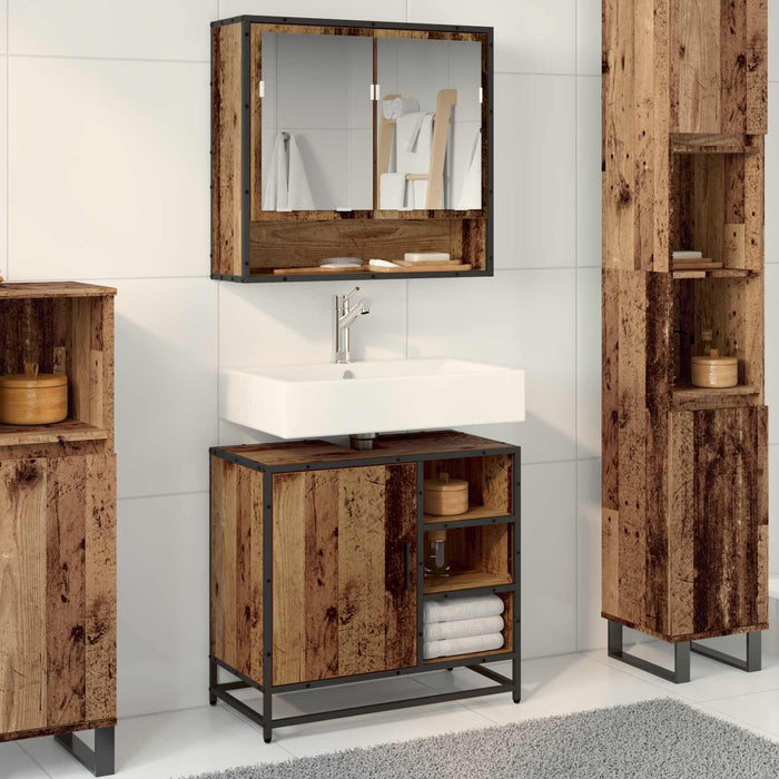 Set de mobilier pentru baie 2 pcs Lemn Vechi Lemn compozit WALTI