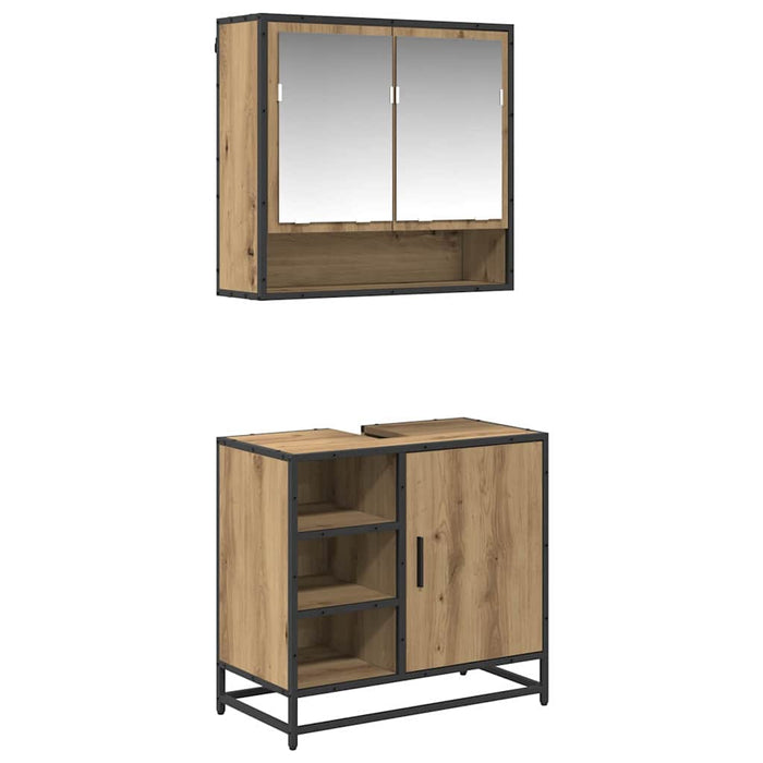 Set de mobilier pentru baie cu sertar 2 pcs Stejar Artizanal - WALTI WALTI