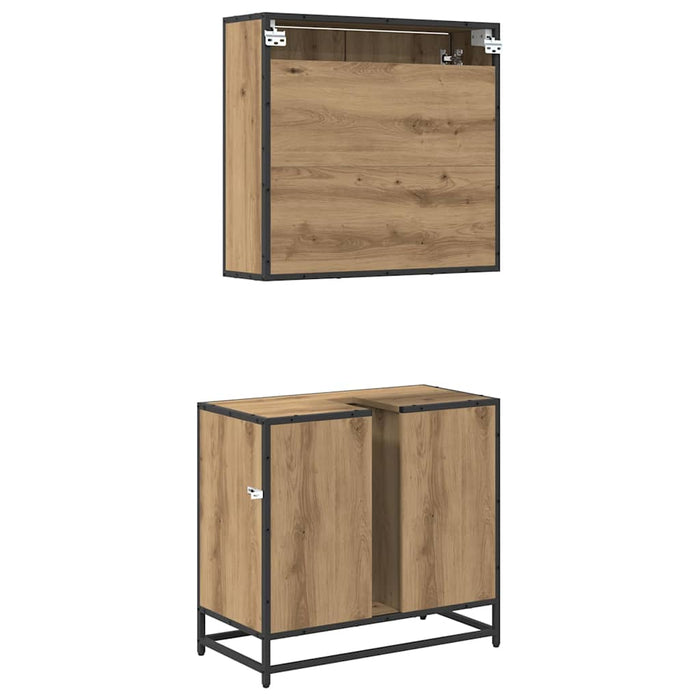 Set de mobilier pentru baie cu sertar 2 pcs Stejar Artizanal - WALTI WALTI