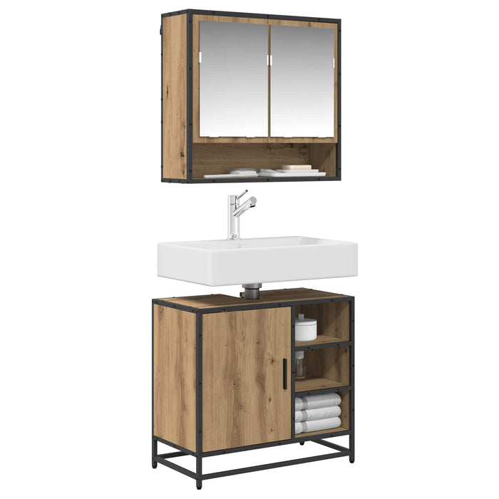 Set de mobilier pentru baie cu sertar 2 pcs Stejar Artizanal - WALTI WALTI