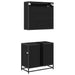 Set de mobilier pentru baie 2 pcs Stejar Negru Lemn compozit - WALTI WALTI