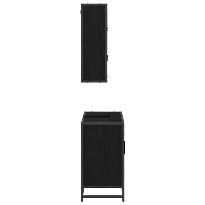 Set de mobilier pentru baie 2 pcs Stejar Negru Lemn compozit - WALTI WALTI