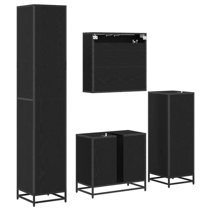 Set de mobilier pentru baie 4 pcs Stejar Negru Lemn compozit - WALTI WALTI
