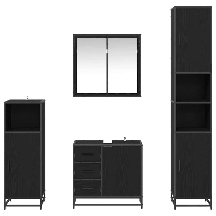 Set de mobilier pentru baie 4 pcs Stejar Negru Lemn compozit - WALTI WALTI