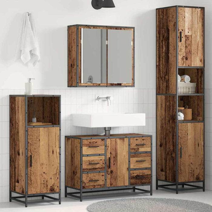Set de mobilier pentru baie 3 pcs Lemn Vechi Lemn compozit - WALTI WALTI