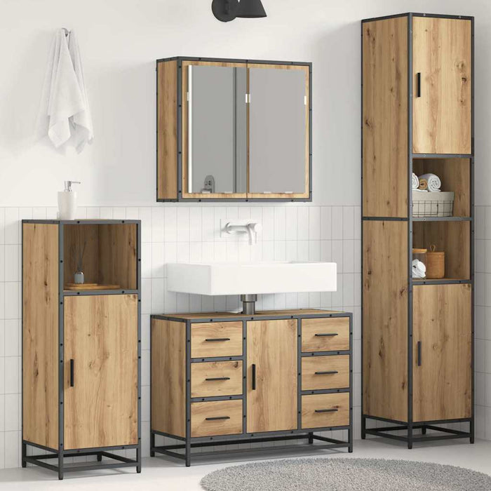 Set de mobilier pentru baie cu sertar 3 pcs Stejar Artizanal - WALTI WALTI