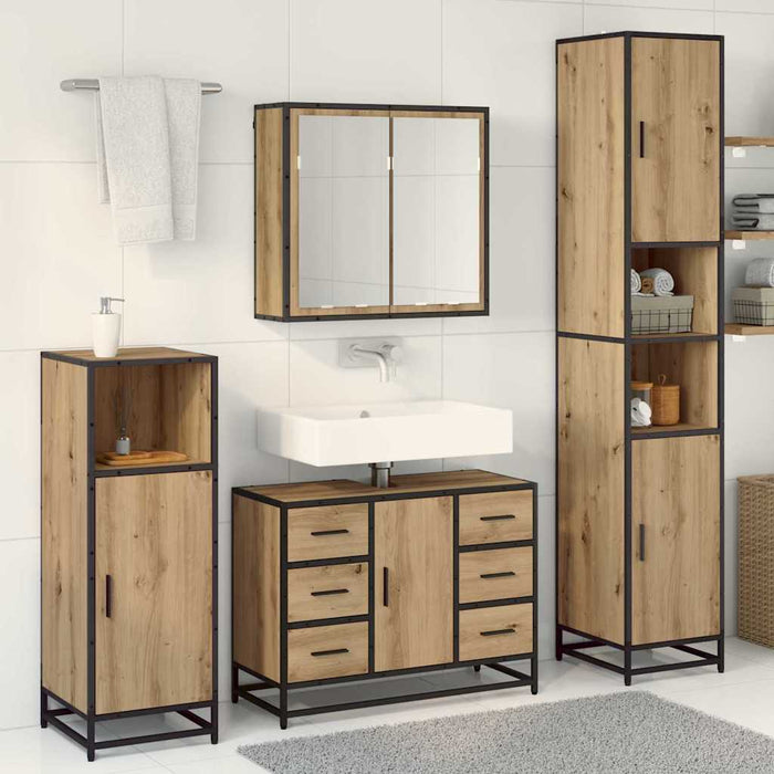 Set de mobilier pentru baie cu sertar 3 pcs Stejar Artizanal - WALTI WALTI