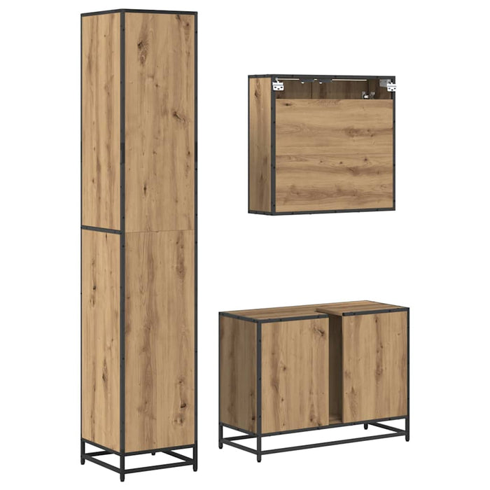 Set de mobilier pentru baie cu sertar 3 pcs Stejar Artizanal - WALTI WALTI
