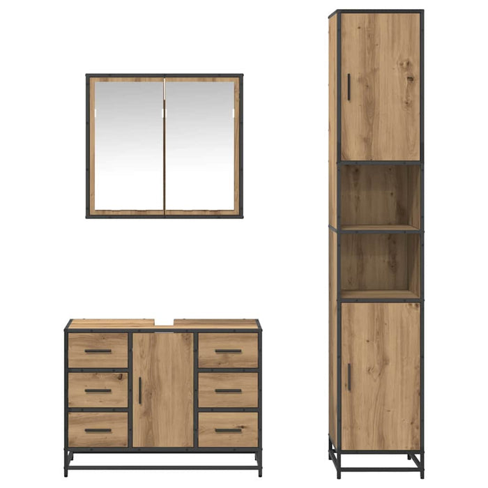 Set de mobilier pentru baie cu sertar 3 pcs Stejar Artizanal - WALTI WALTI