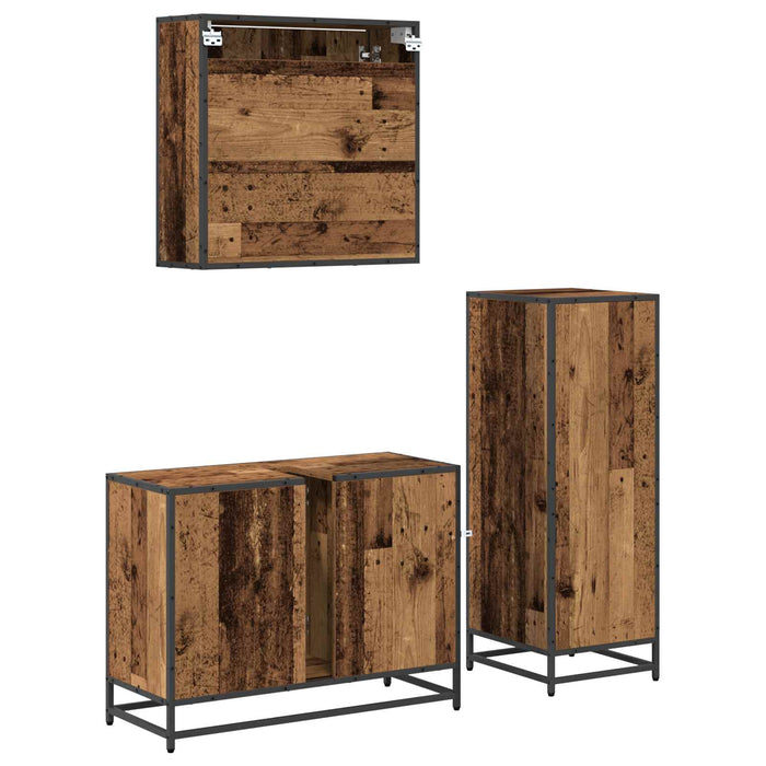 Set de mobilier pentru baie 3 pcs Lemn Vechi Lemn compozit - WALTI WALTI