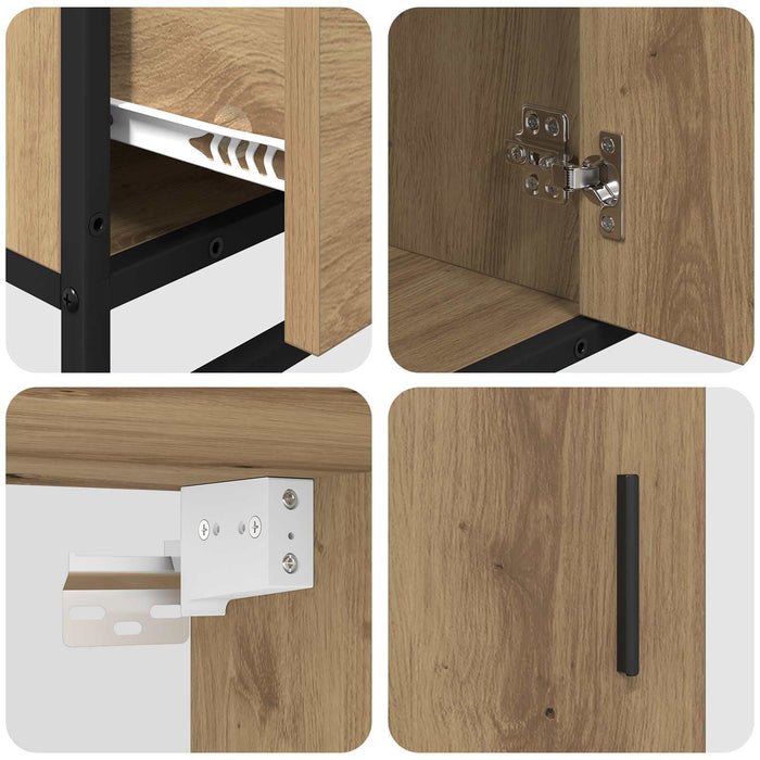 Set de mobilier pentru baie cu sertar 3 pcs Stejar Artizanal WALTI