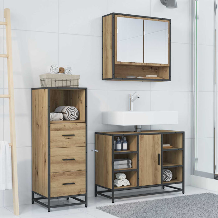 Set de mobilier pentru baie cu sertar 3 pcs Stejar Artizanal WALTI
