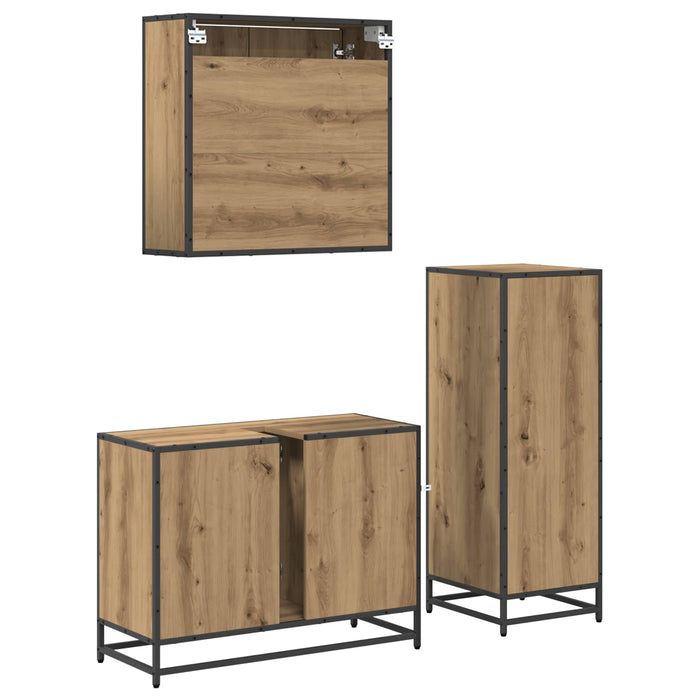Set de mobilier pentru baie cu sertar 3 pcs Stejar Artizanal WALTI