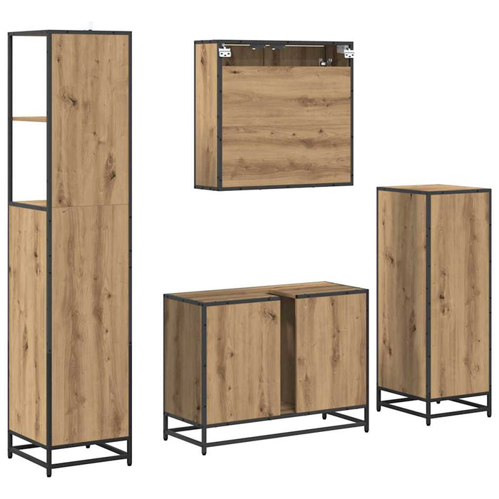 Set de mobilier pentru baie cu sertar 4 pcs stejar artizanal - WALTI WALTI