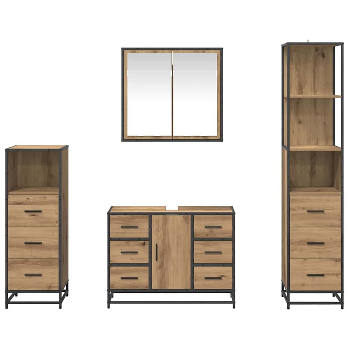 Set de mobilier pentru baie cu sertar 4 pcs stejar artizanal - WALTI WALTI