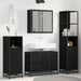 Set de mobilier pentru baie 4 pcs Stejar Negru Lemn compozit - WALTI WALTI